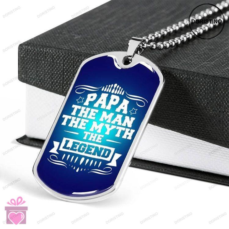 Dad Dog Tag Custom Picture Fathers Day Gift Papa The Man Myth Legend Dog Tag Military Chain Necklace Doristino Limited Edition Necklace