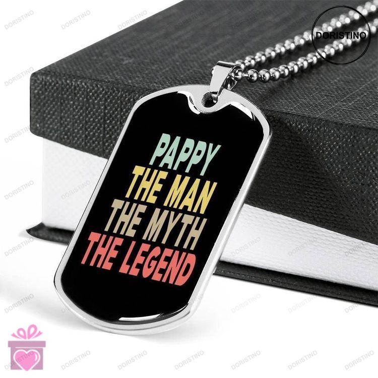 Dad Dog Tag Custom Picture Fathers Day Gift Pappy The Man The Myth The Legend Dog Tag Military Chain Doristino Limited Edition Necklace