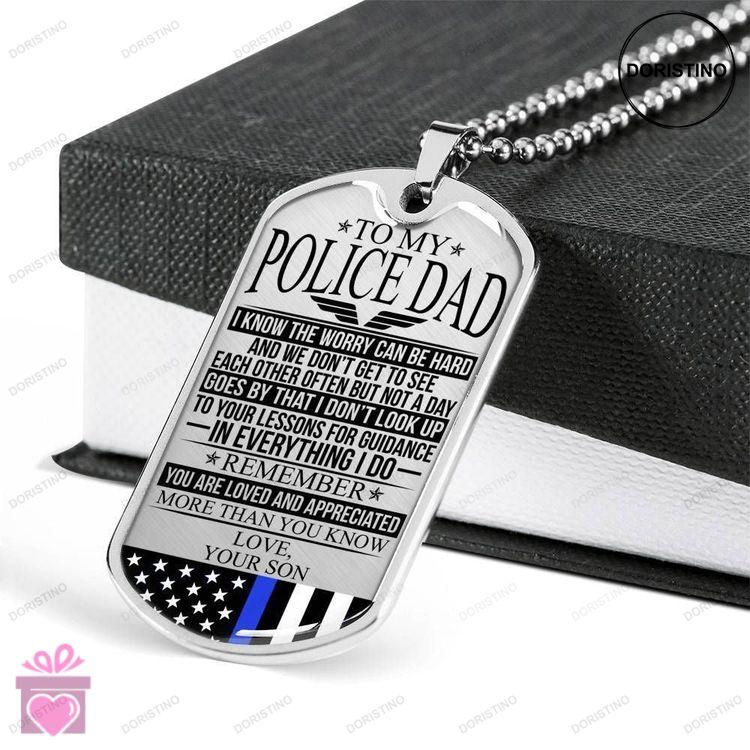 Dad Dog Tag Custom Picture Fathers Day Gift Police Officers Dad The Worry Dog Tag Military Chain Nec Doristino Awesome Necklace