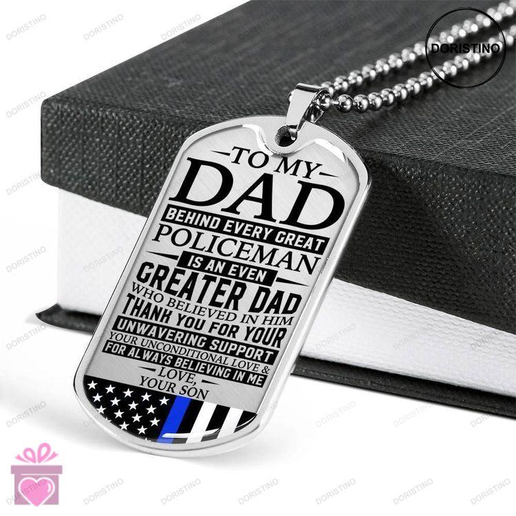 Dad Dog Tag Custom Picture Fathers Day Gift Police Officers Dad Unwavering Support Dog Tag Military Doristino Trending Necklace