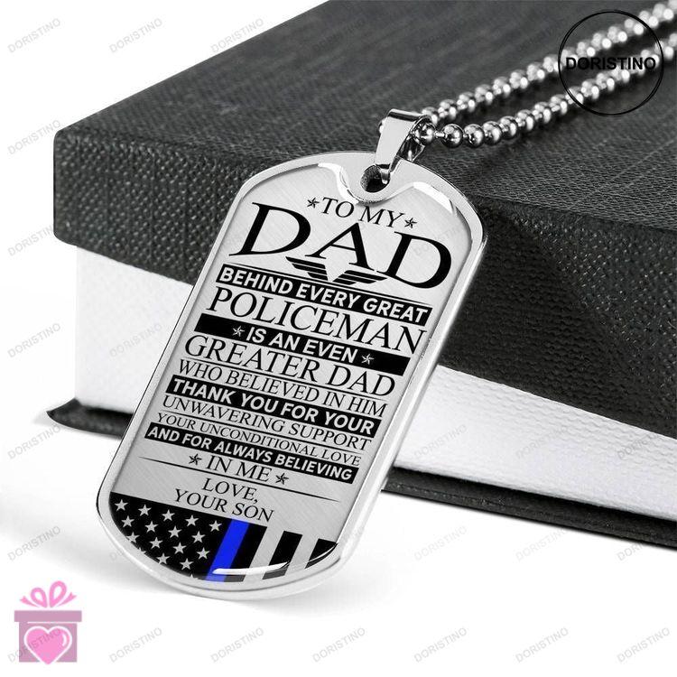 Dad Dog Tag Custom Picture Fathers Day Gift Policemans Dad Unconditional Love Dog Tag Military Chain Doristino Limited Edition Necklace