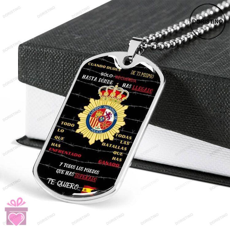 Dad Dog Tag Custom Picture Fathers Day Gift Policia Nacional Dog Tag Military Chain Necklace For Dad Doristino Limited Edition Necklace
