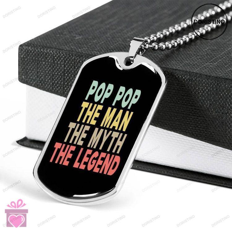 Dad Dog Tag Custom Picture Fathers Day Gift Pop Pop The Man The Myth The Legend Dog Tag Military Cha Doristino Awesome Necklace