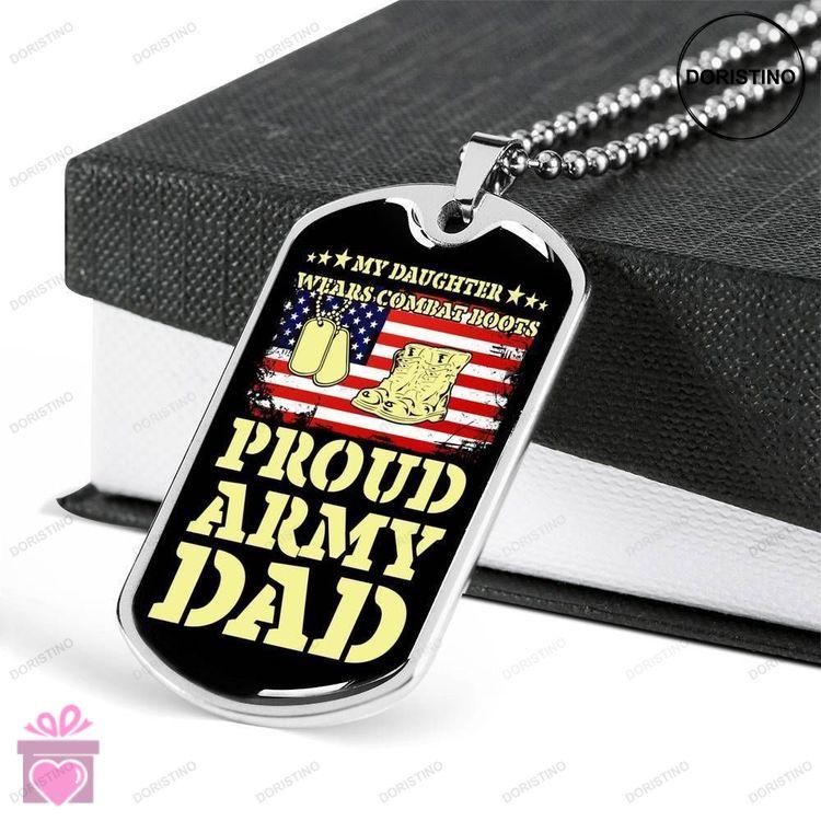Dad Dog Tag Custom Picture Fathers Day Gift Proud Army Dad Dog Tag Military Chain Necklace For Dad D Doristino Trending Necklace