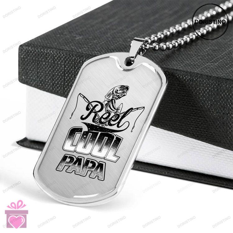 Dad Dog Tag Custom Picture Fathers Day Gift Reel Cool Papa Dog Tag Military Chain Necklace For Dad D Doristino Limited Edition Necklace