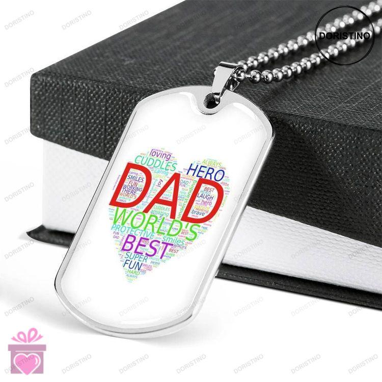 Dad Dog Tag Custom Picture Fathers Day Gift Something About Dad Dog Tag Military Chain Necklace Gift Doristino Trending Necklace