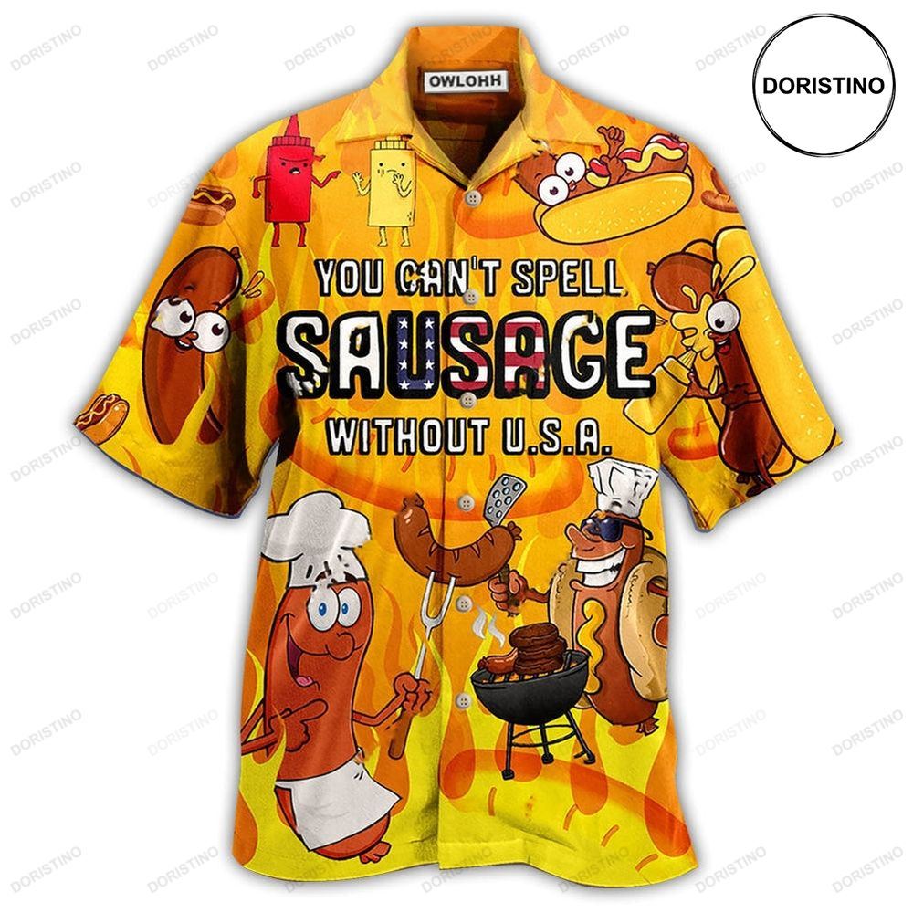 Food You Can't Spell Sausage Without Usa Funny Awesome Hawaiian Shirt
