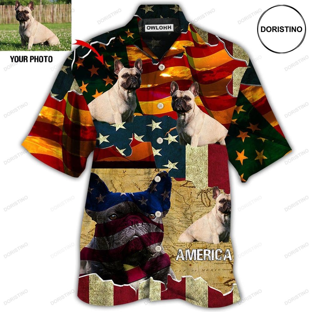 French Bulldog America Sunset Custom Photo Limited Edition Hawaiian Shirt