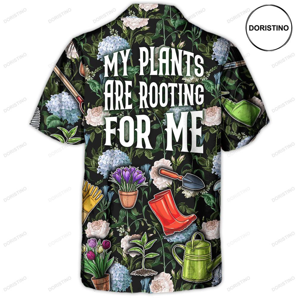 Gardening My Plants Are Rooting For Me Vintage Art Hawaiian Shirt
