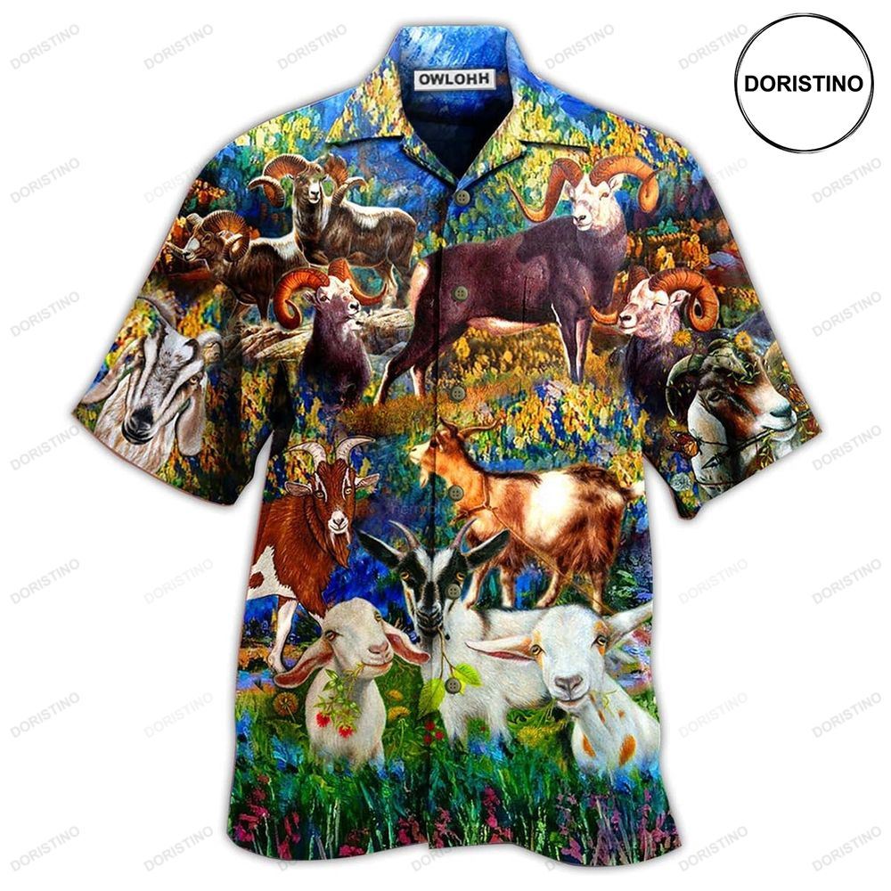 Goat Love Animals Life Grass Hawaiian Shirt