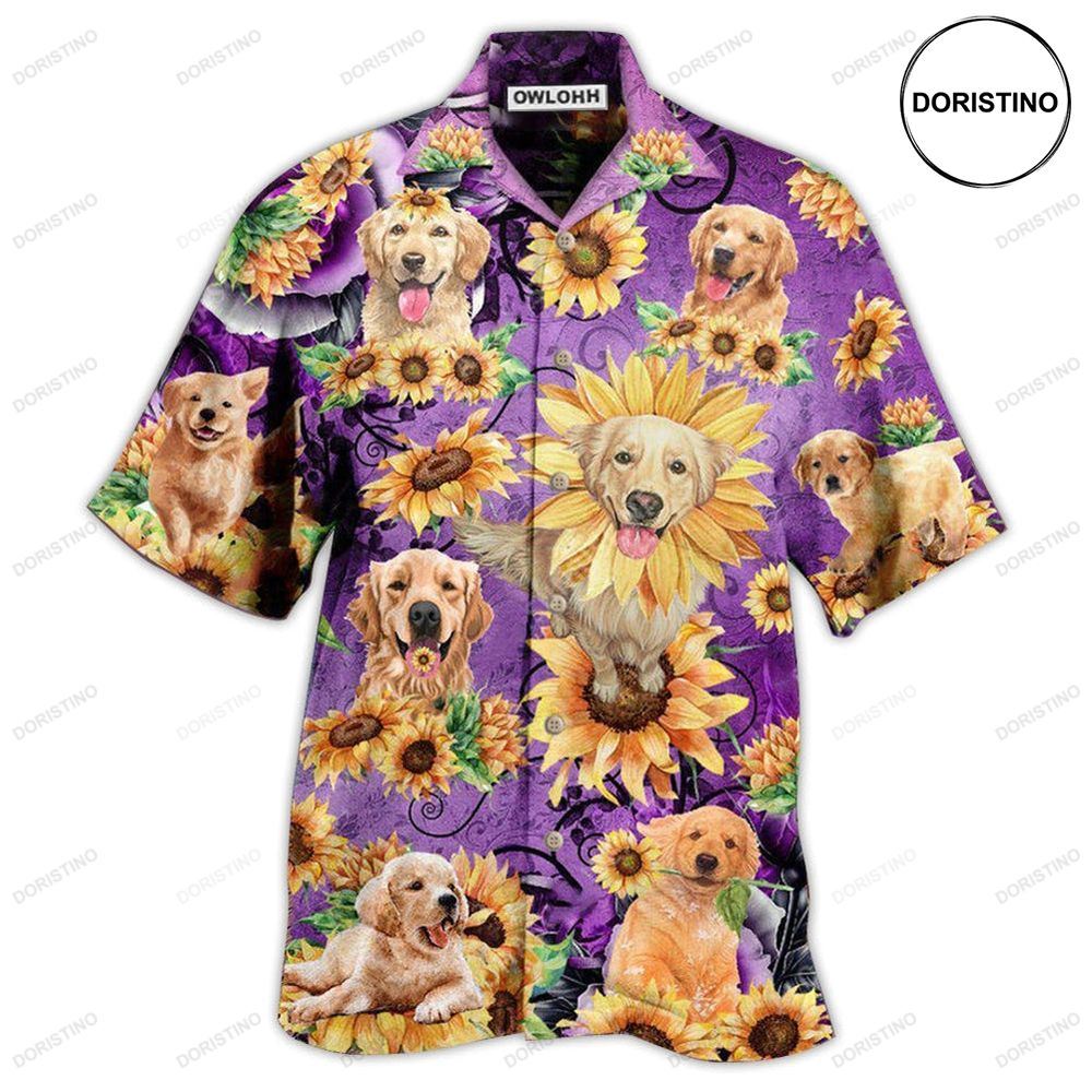 Golden Retriever Be A Sunflower Purple Limited Edition Hawaiian Shirt
