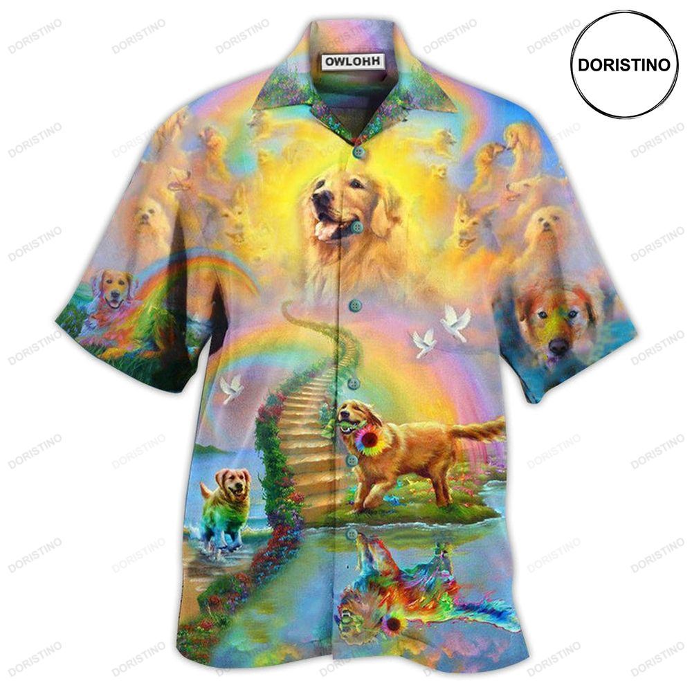 Golden Retriever Gold At The End Of A Rainbow Limited Edition Hawaiian Shirt