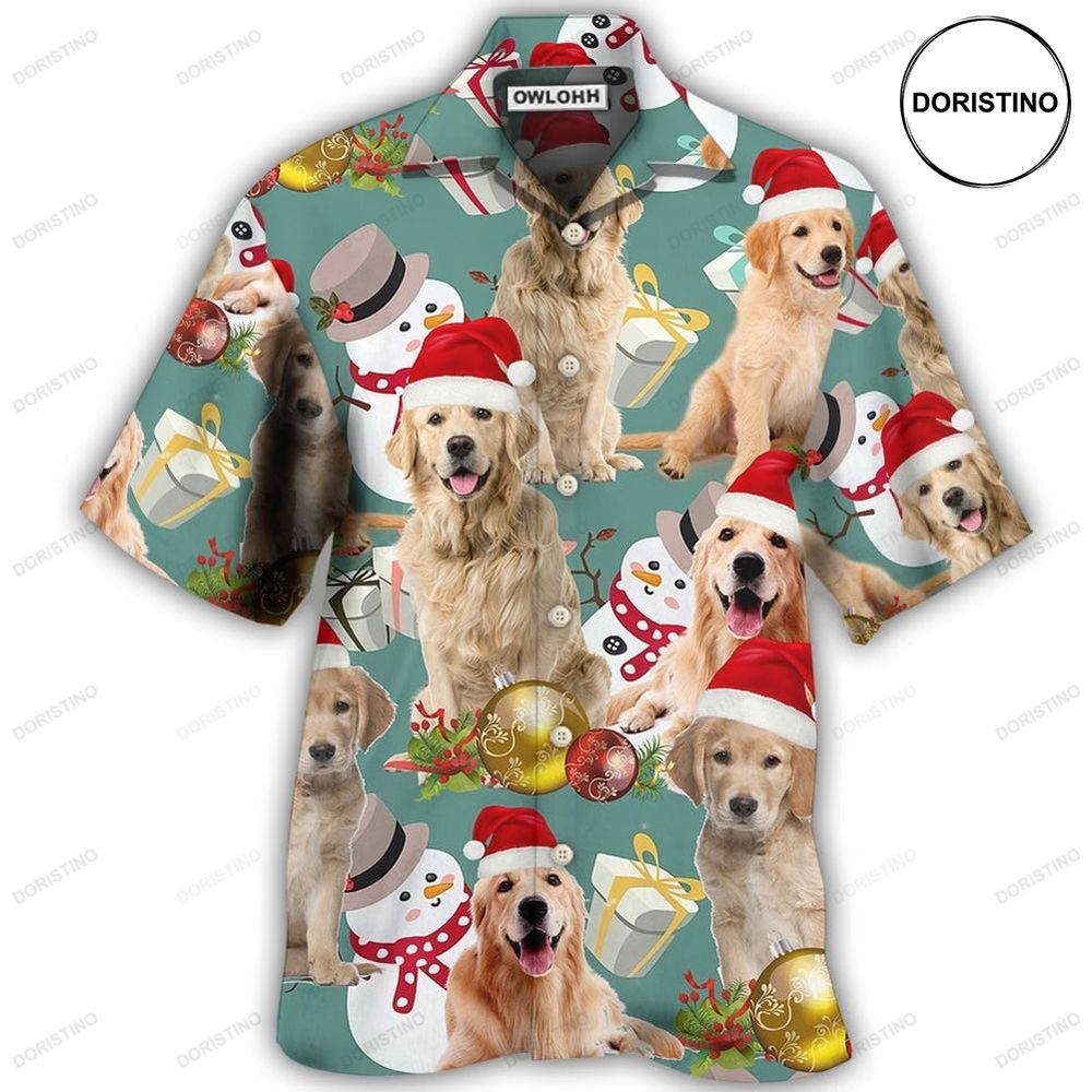 Golden Retriever Merry Christmas Awesome Hawaiian Shirt