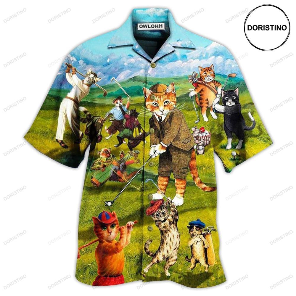 Golf Cats That What I Do I Play Golf And I Know Thing Hawaiian Shirt