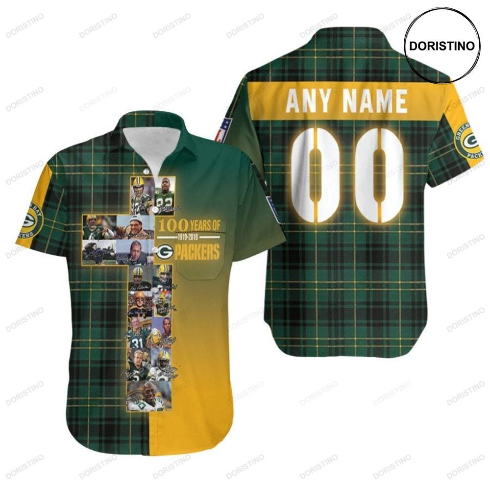 Green Bay Packers 100 Years Of 1919 2019 Packers Nfl 3d Custom Name Number For Packers Fans Awesome Hawaiian Shirt