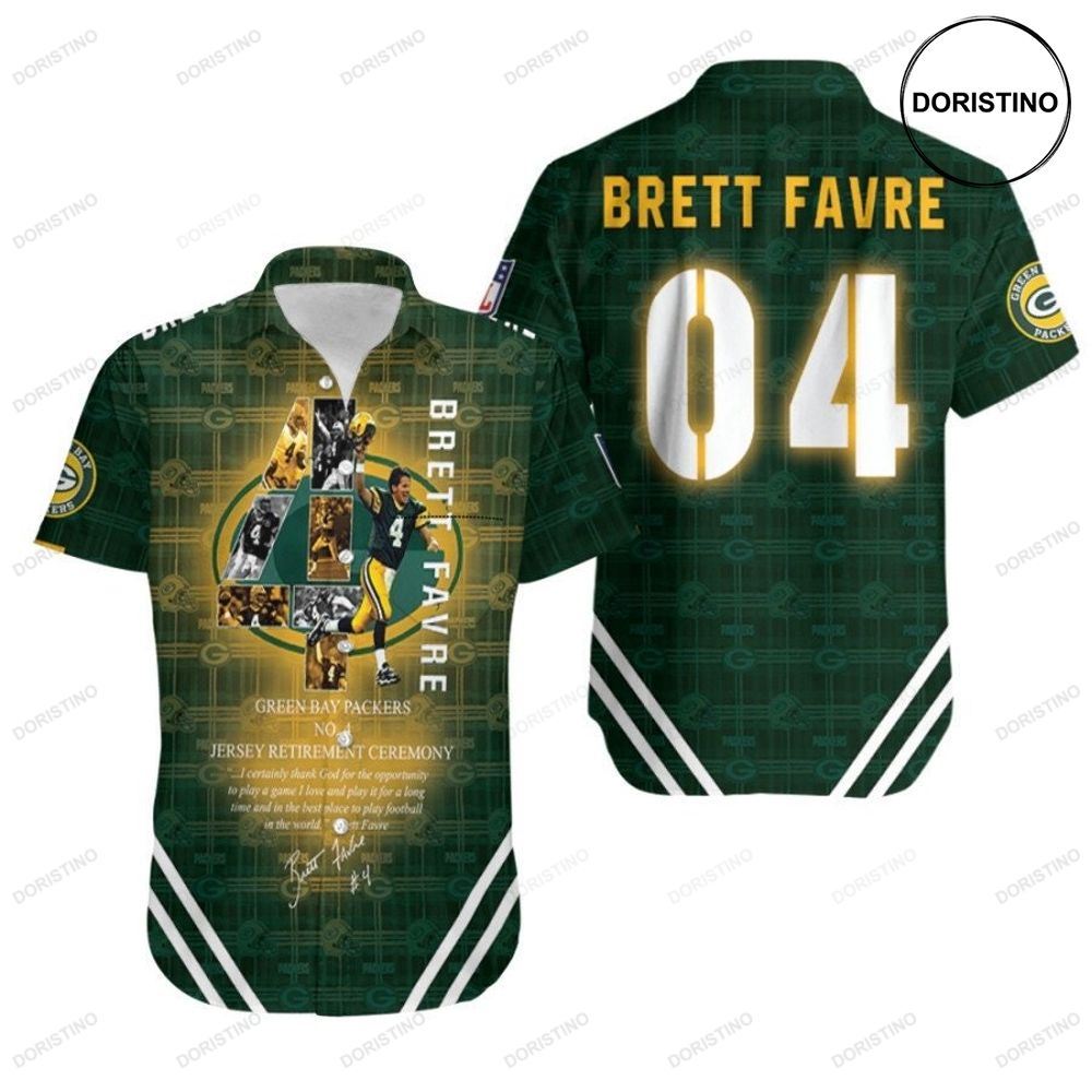 Green Bay Packers Brett Favbre 4 Retirement Ceremony Legendary Captain Nfl 3d Gift For Packers Fans Awesome Hawaiian Shirt