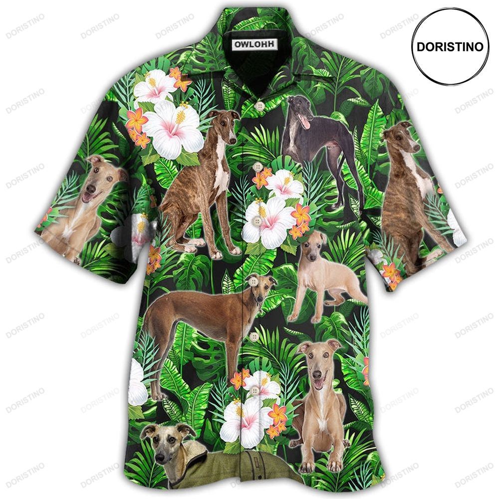 Greyhound Tropical Leaf Lover With Lovely Flower Awesome Hawaiian Shirt