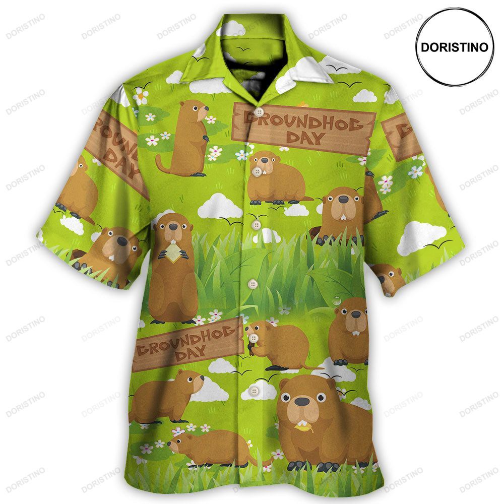Groundhog Happy Day With Grass Flowers Garden Limited Edition Hawaiian Shirt