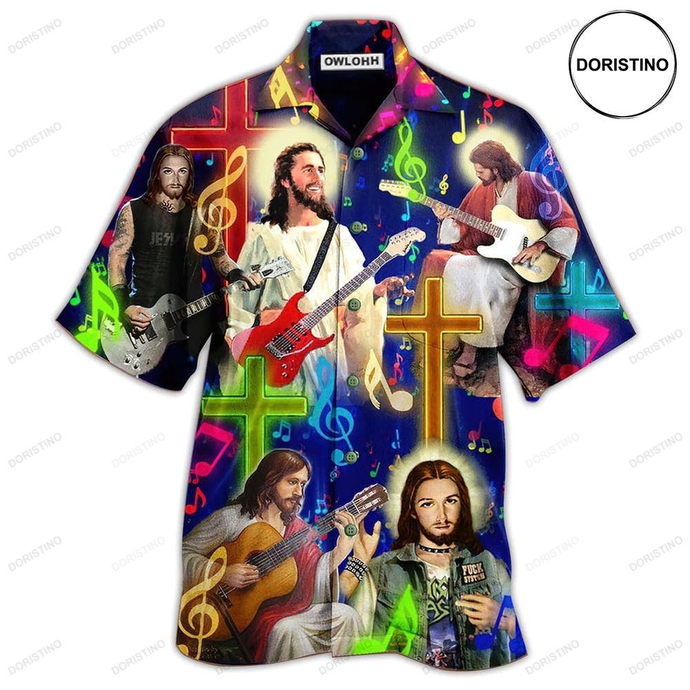 Guitar Jesus Love Guitar Hawaiian Shirt