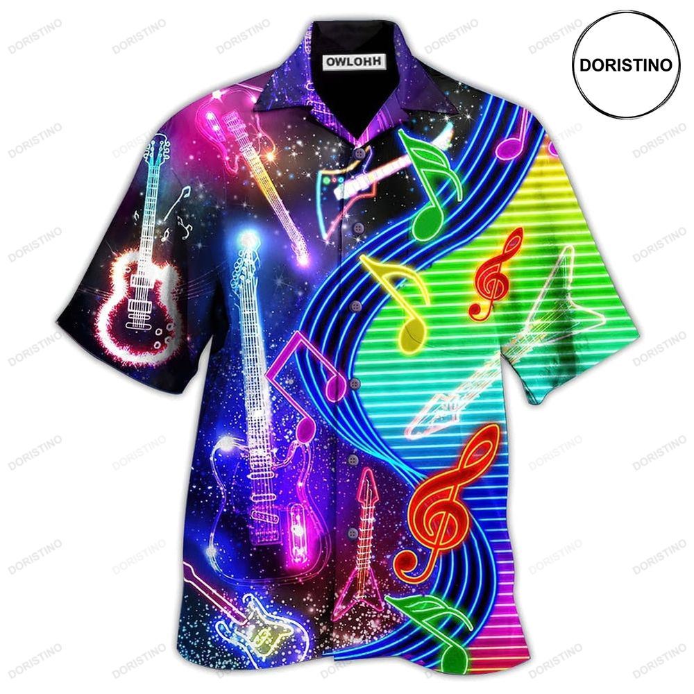 Guitar Love Light Neon Awesome Hawaiian Shirt