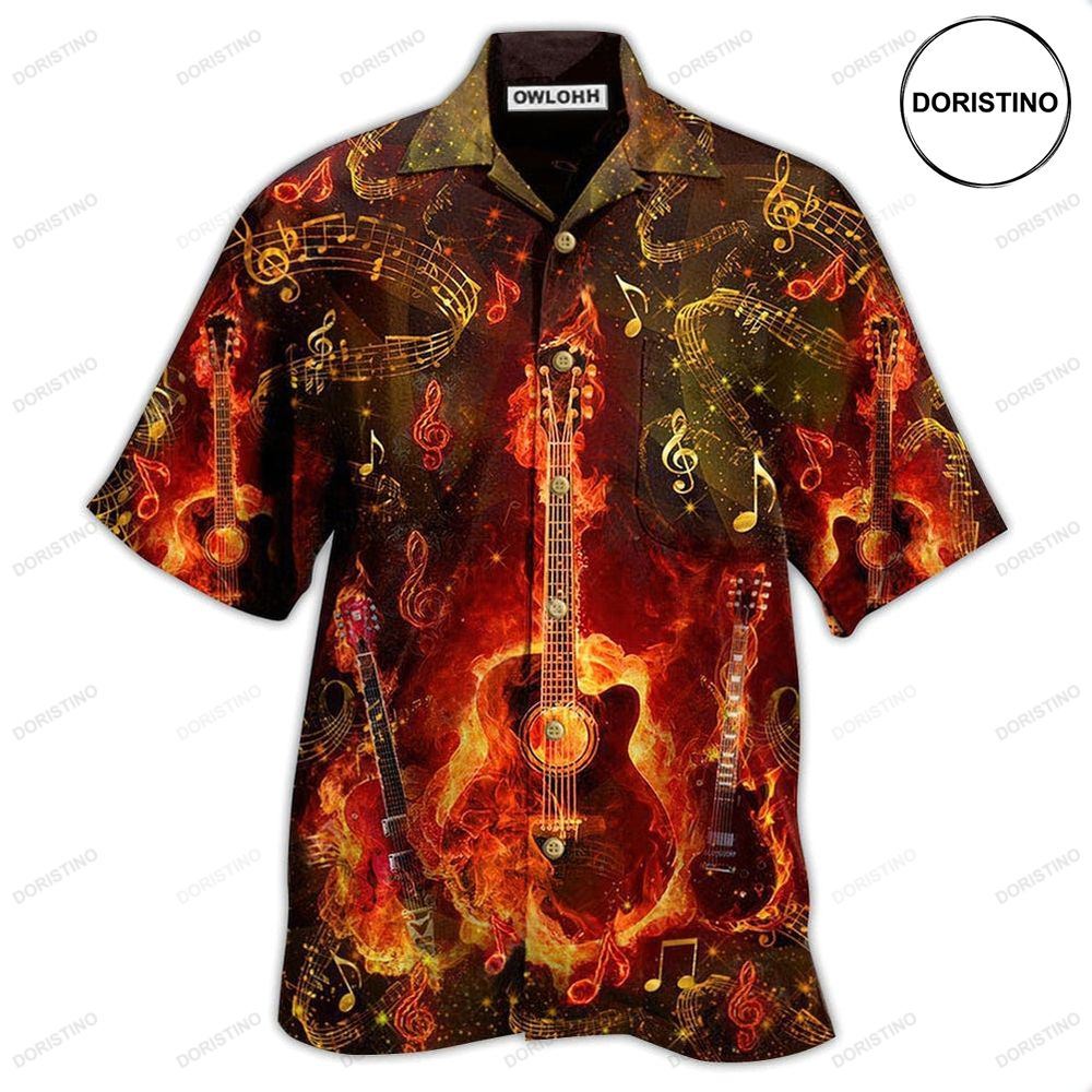 Guitar Music Guitar Where Words Fail Music Speak Flaming Limited Edition Hawaiian Shirt