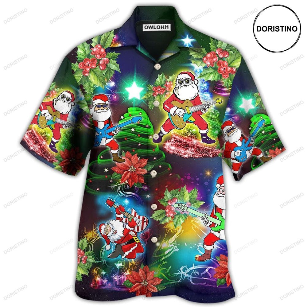 Guitar Music Santa So High Christmas Limited Edition Hawaiian Shirt