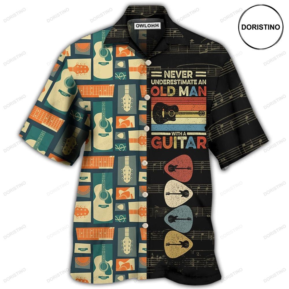 Guitar Never Underestmate An Old Man With A Guitar Hawaiian Shirt