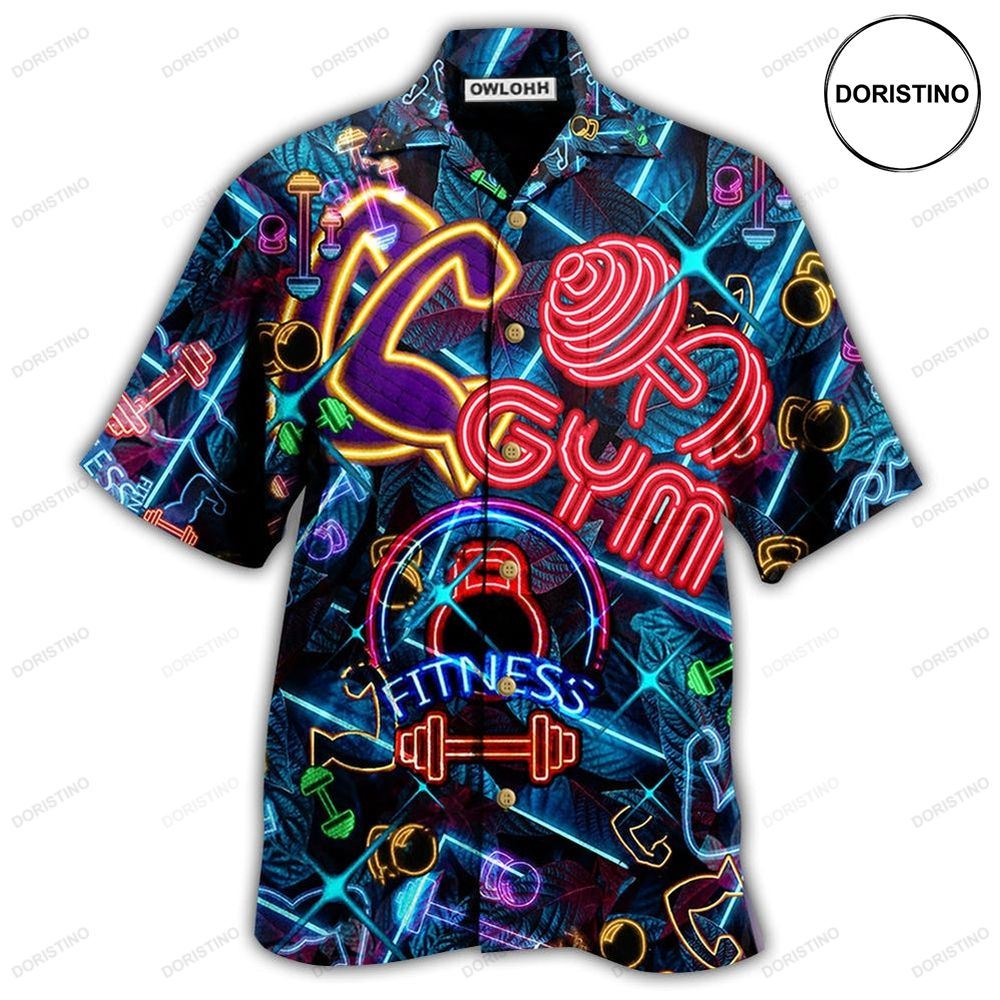 Gym Love Fitness Neon Awesome Hawaiian Shirt