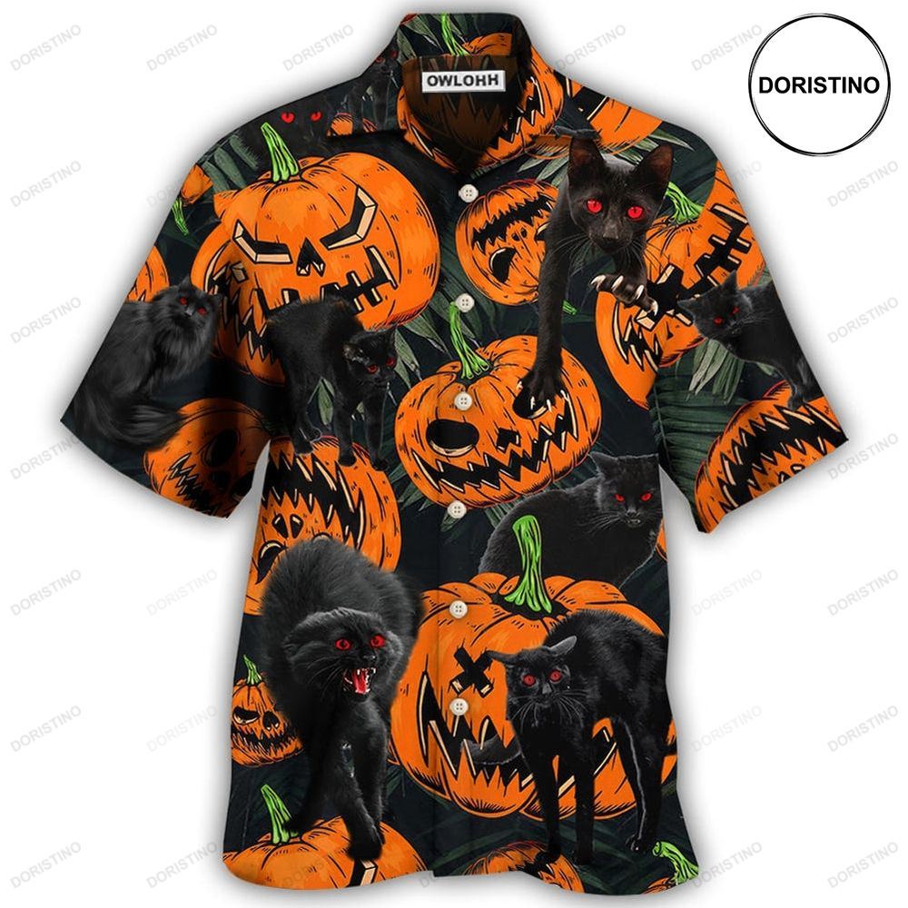 Halloween Black Cat Pumpkin Scary Tropical Limited Edition Hawaiian Shirt