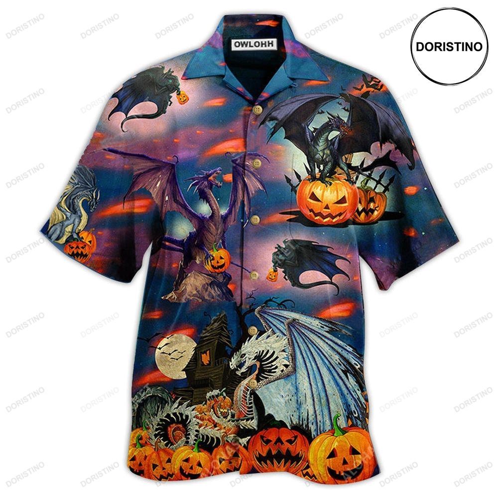 Halloween Dragon And Halloween Scaredy Hawaiian Shirt