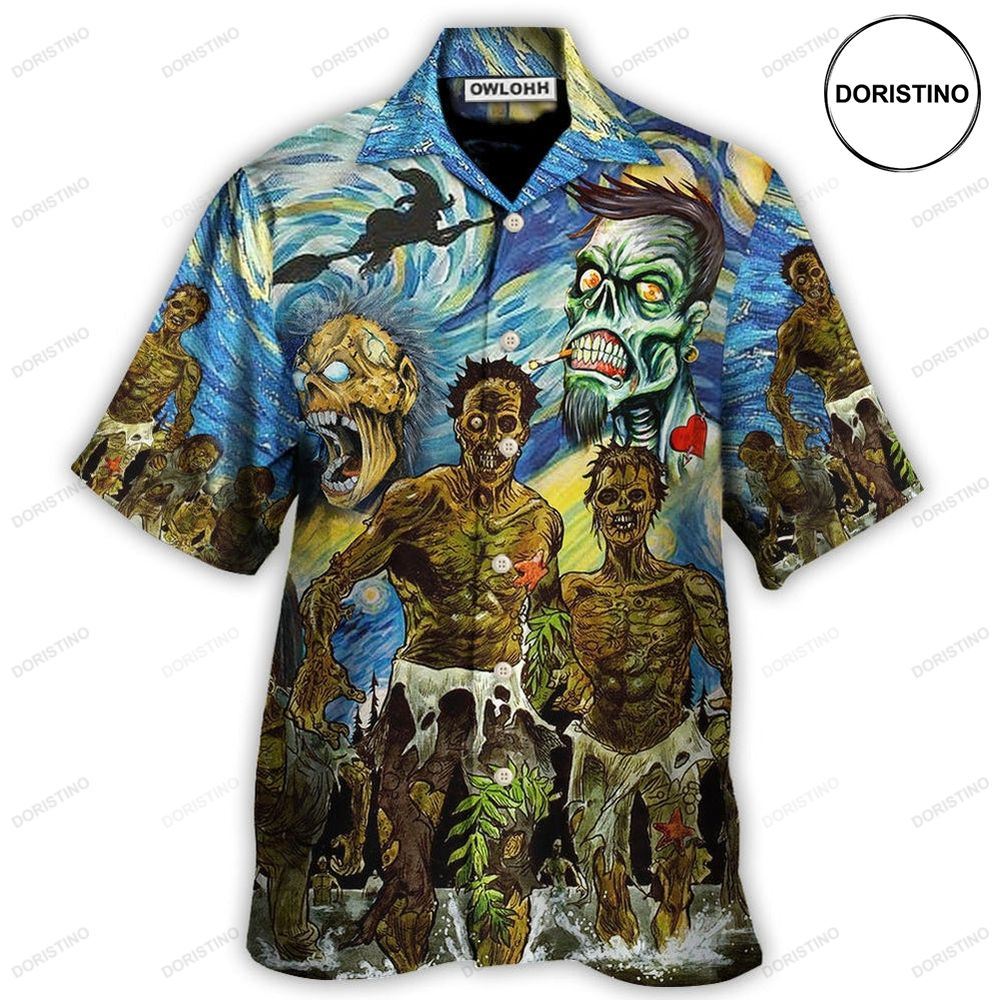 Halloween Zombie Crazy Starry Night Funny Boo Art Limited Edition Hawaiian Shirt