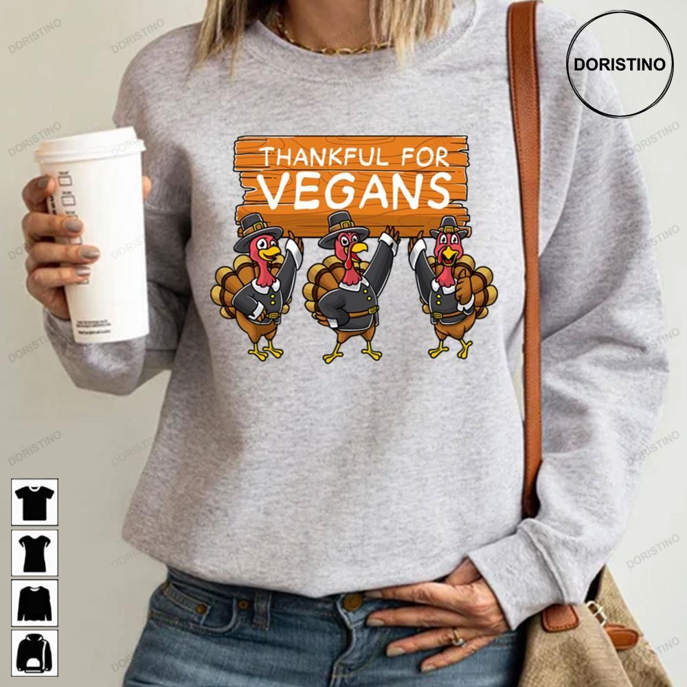 Thankful For Vegans Vegetarian Meat Free Thanksgiving Limited Edition T-shirts