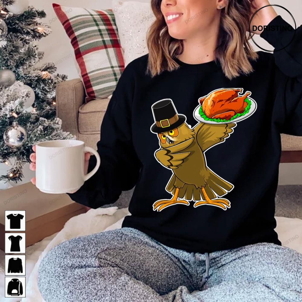 Thanksgiving Owl Dabbing Holiday Awesome Shirts