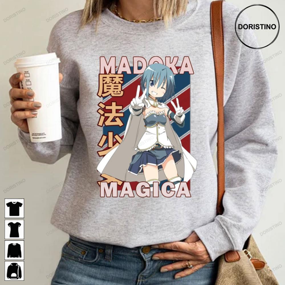 Puella Magi Madoka Magica Anime Retro Blue Red Awesome Shirts