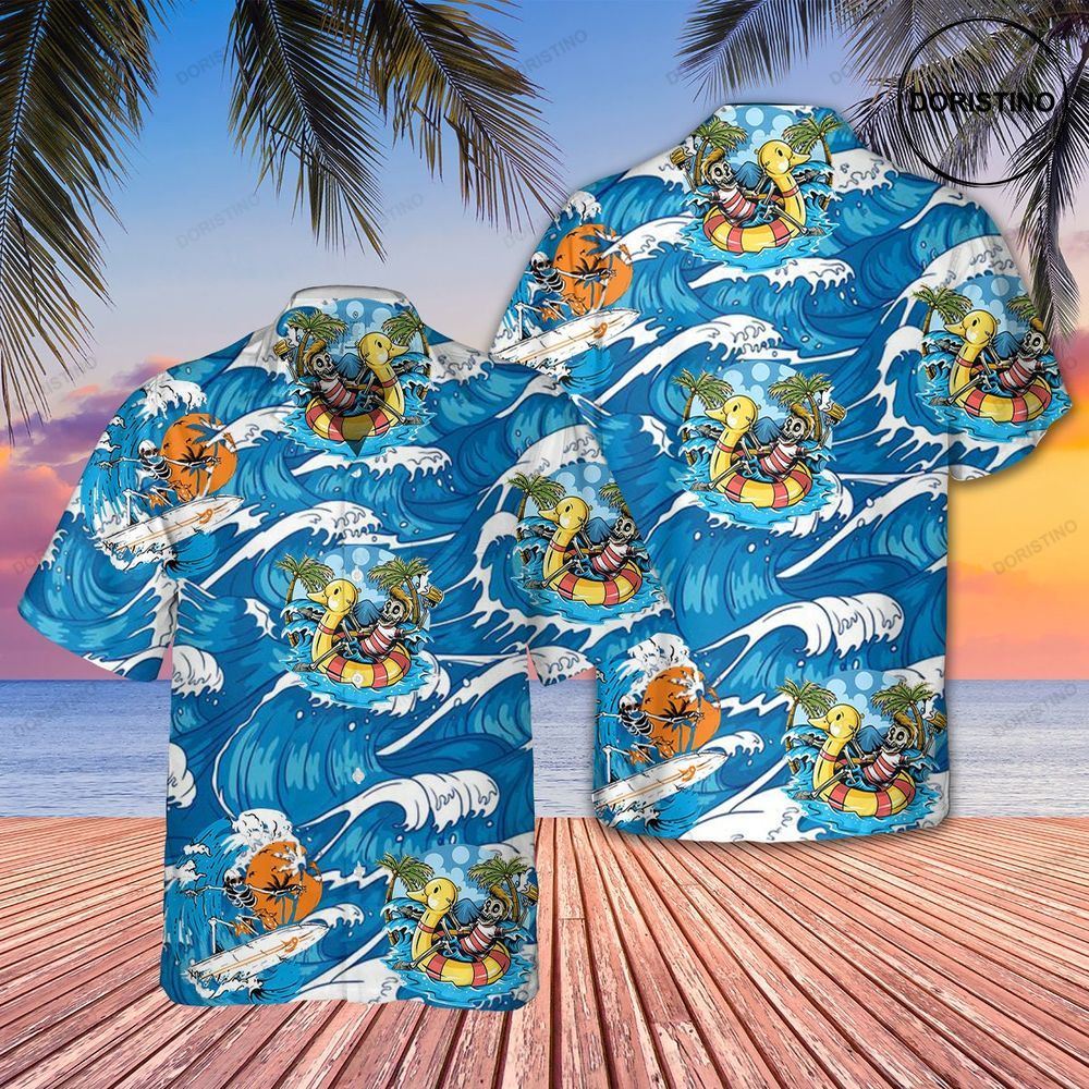 Beach Surfing Skull 3d Tropical Hawaii Father Limited Edition Hawaiian Shirt