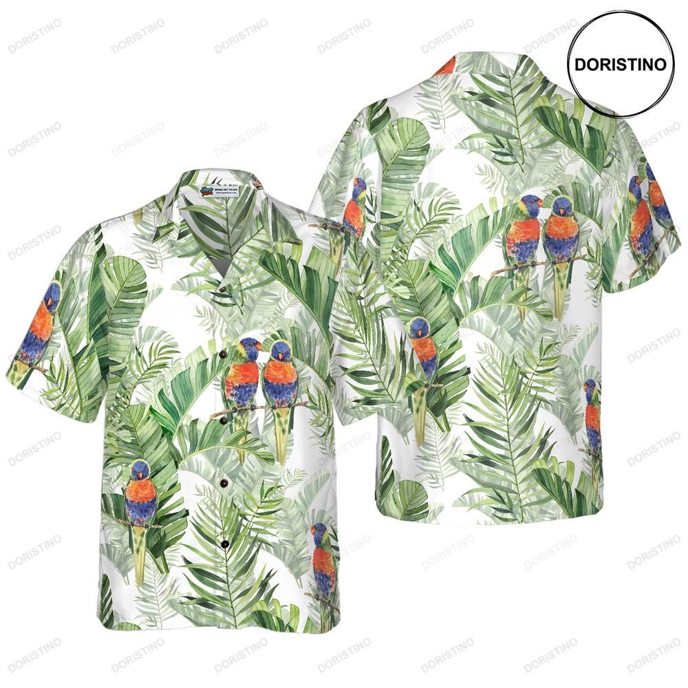 Beautiful Watercolor Parrots In Green Limited Edition Hawaiian Shirt