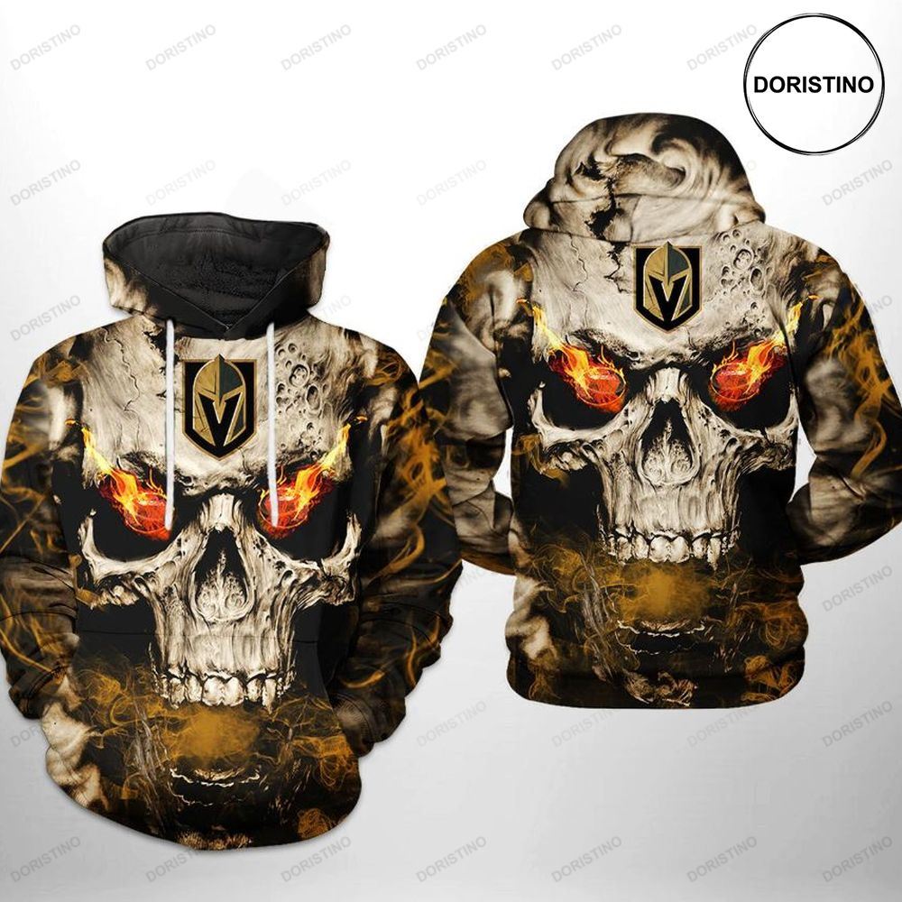 Vegas Golden Knights Nhl Skull All Over Print Hoodie