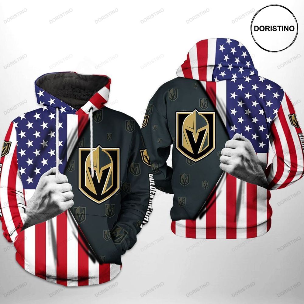 Vegas Golden Knights Nhl Us Flag All Over Print Hoodie