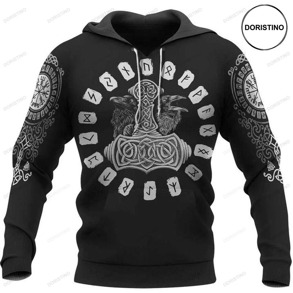 Viking Hammer Odin Raven Awesome 3D Hoodie