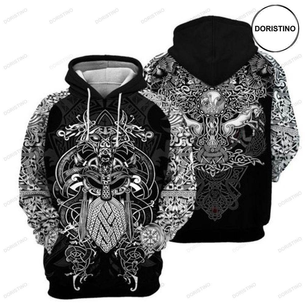 Viking Norse Tattoo All Over Print Hoodie