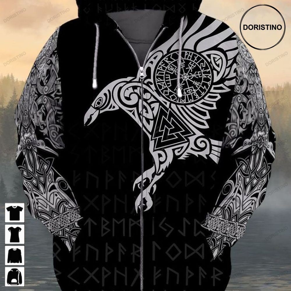 Vikings The Raven Of Odin Tattoo Awesome 3D Hoodie