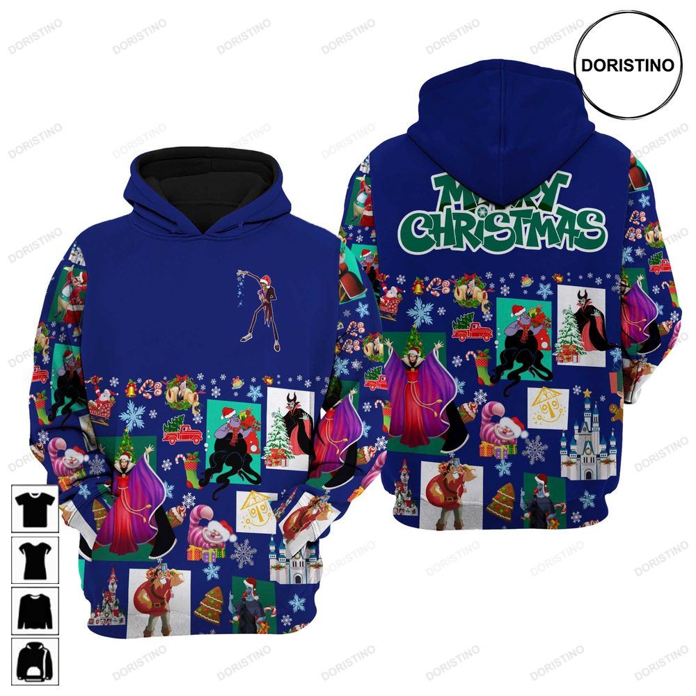 Villains Blue Christmas All Over Print Hoodie