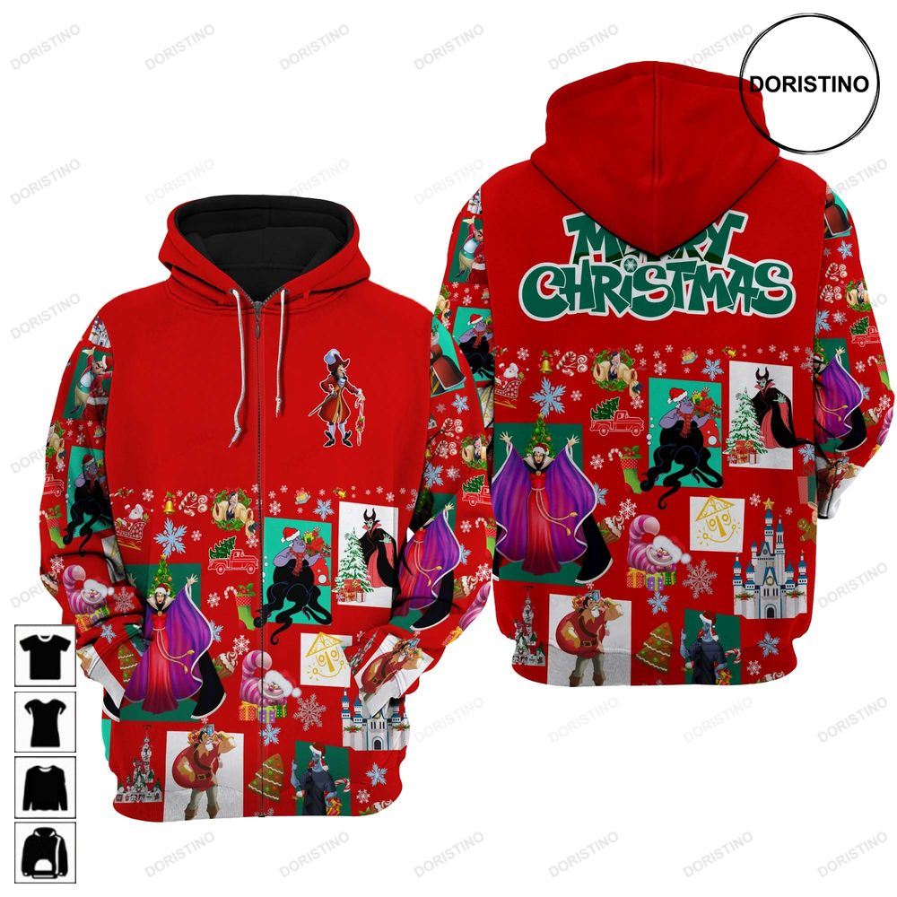 Villains Red Christmas All Over Print Hoodie
