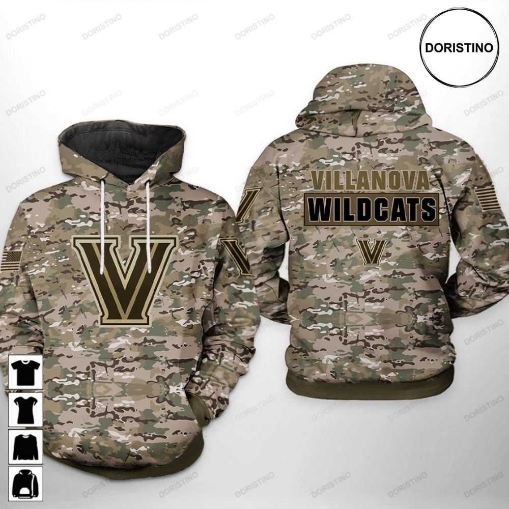 Villanova Wildcats Ncaa Camo Veteran Limited Edition 3d Hoodie