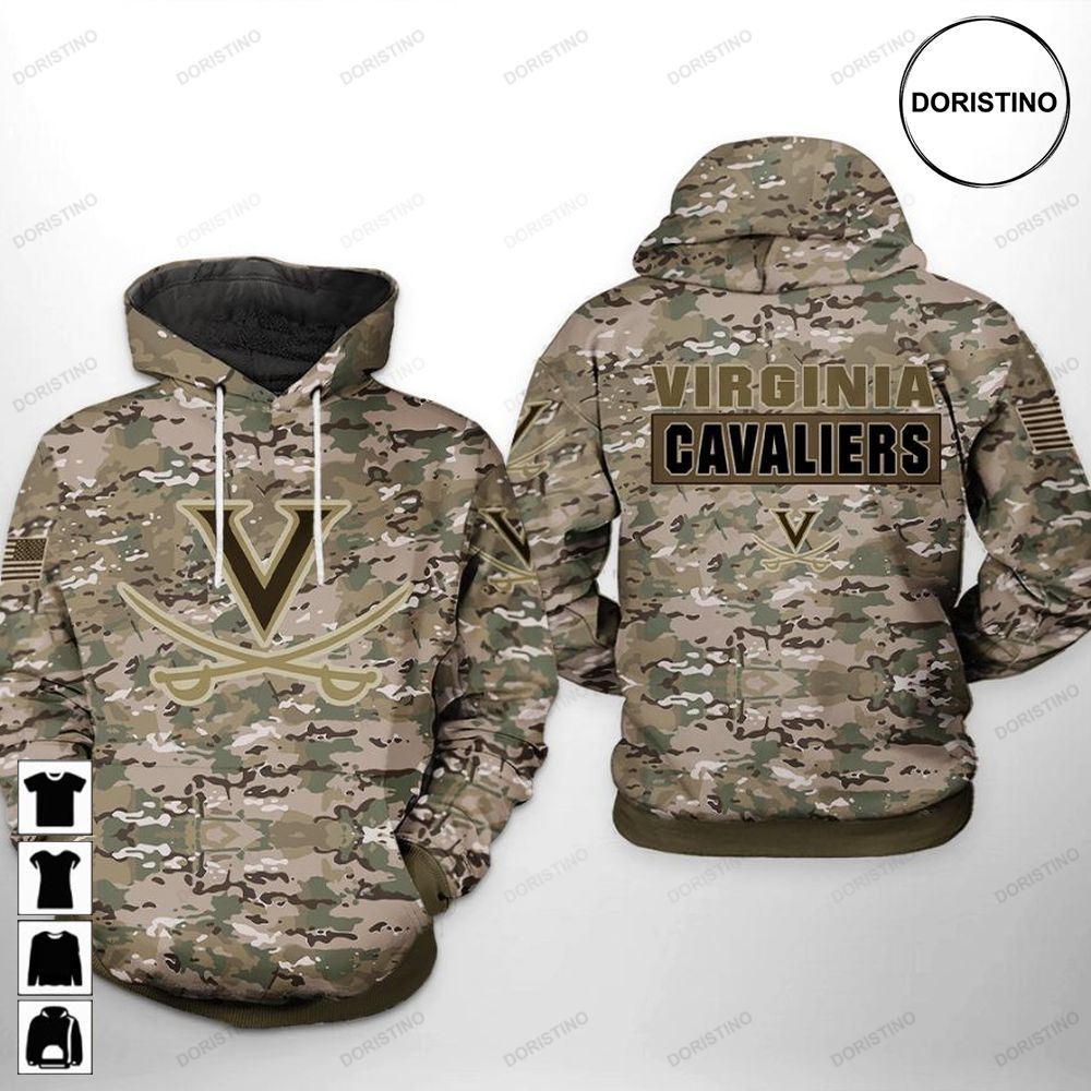 Virginia Cavaliers Ncaa Camo Veteran Limited Edition 3d Hoodie