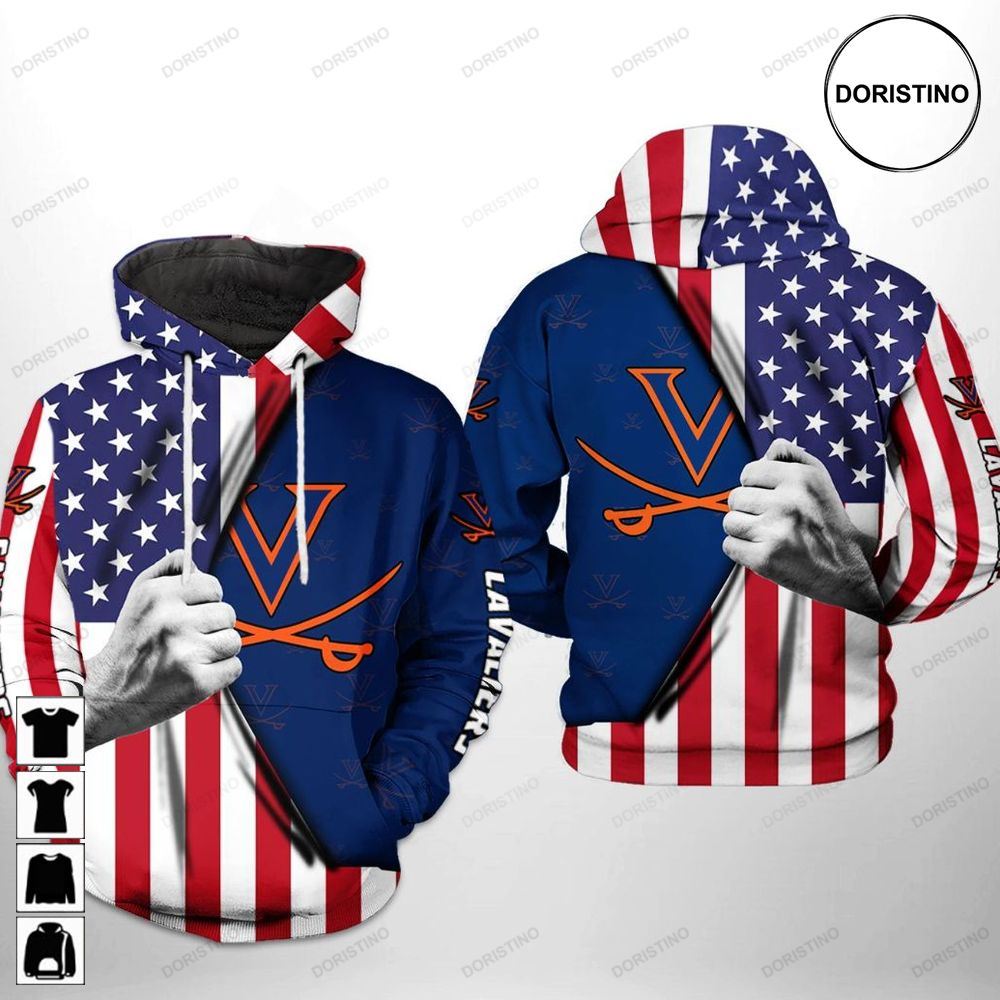 Virginia Cavaliers Ncaa Us Flag Limited Edition 3d Hoodie