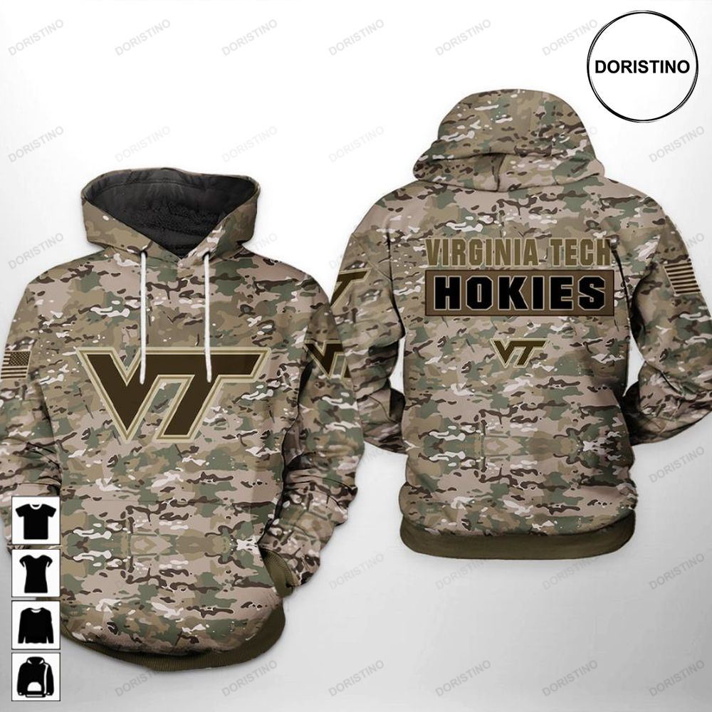 Virginia Tech Hokies Ncaa Camo Veteran Limited Edition 3d Hoodie