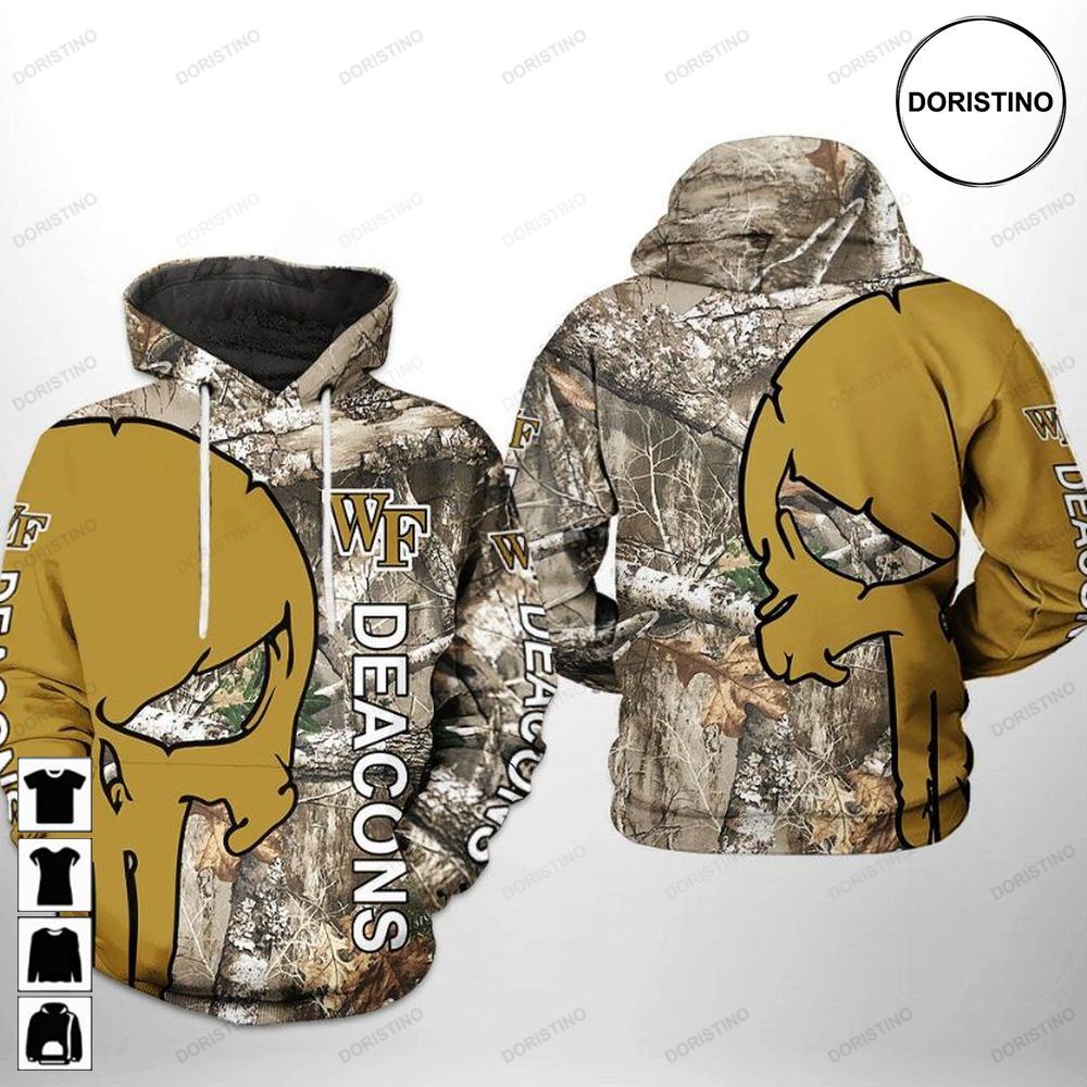 Wake Forest Demon Deacons Ncaa Camo Veteran Hunting All Over Print Hoodie