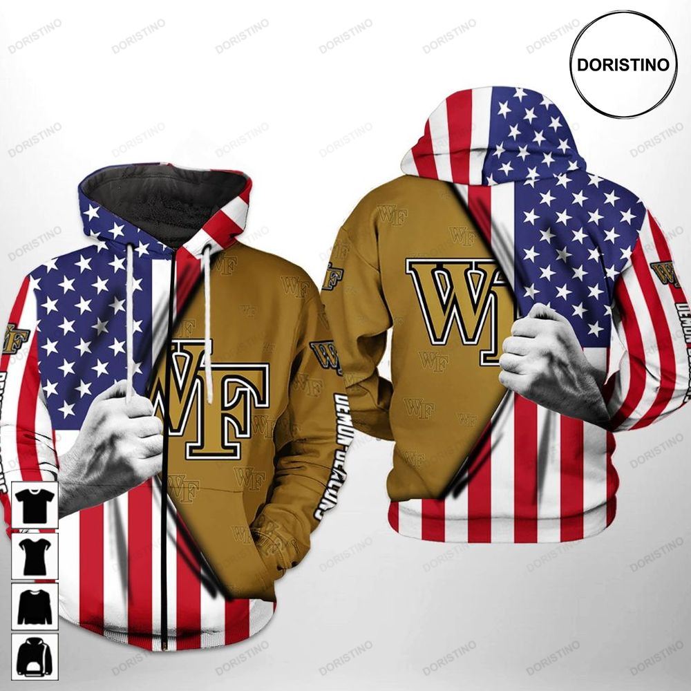 Wake Forest Demon Deacons Ncaa Us Flag Limited Edition 3d Hoodie