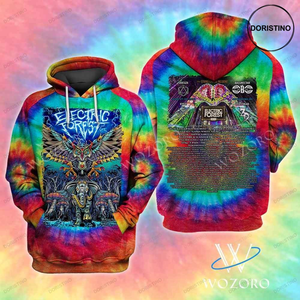 Electric Forest Animals Tie Dye Awesome 3D Hoodie